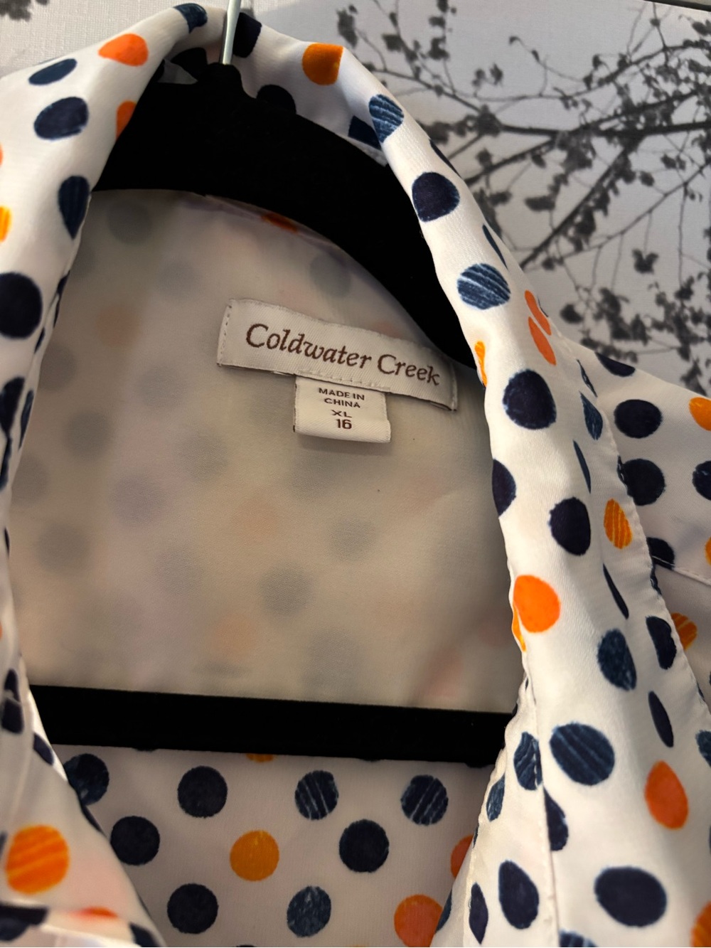 Cold Water Creek Polka Dot BlouseButton Front Top Women's Size XL/16 - Picture 3 of 6